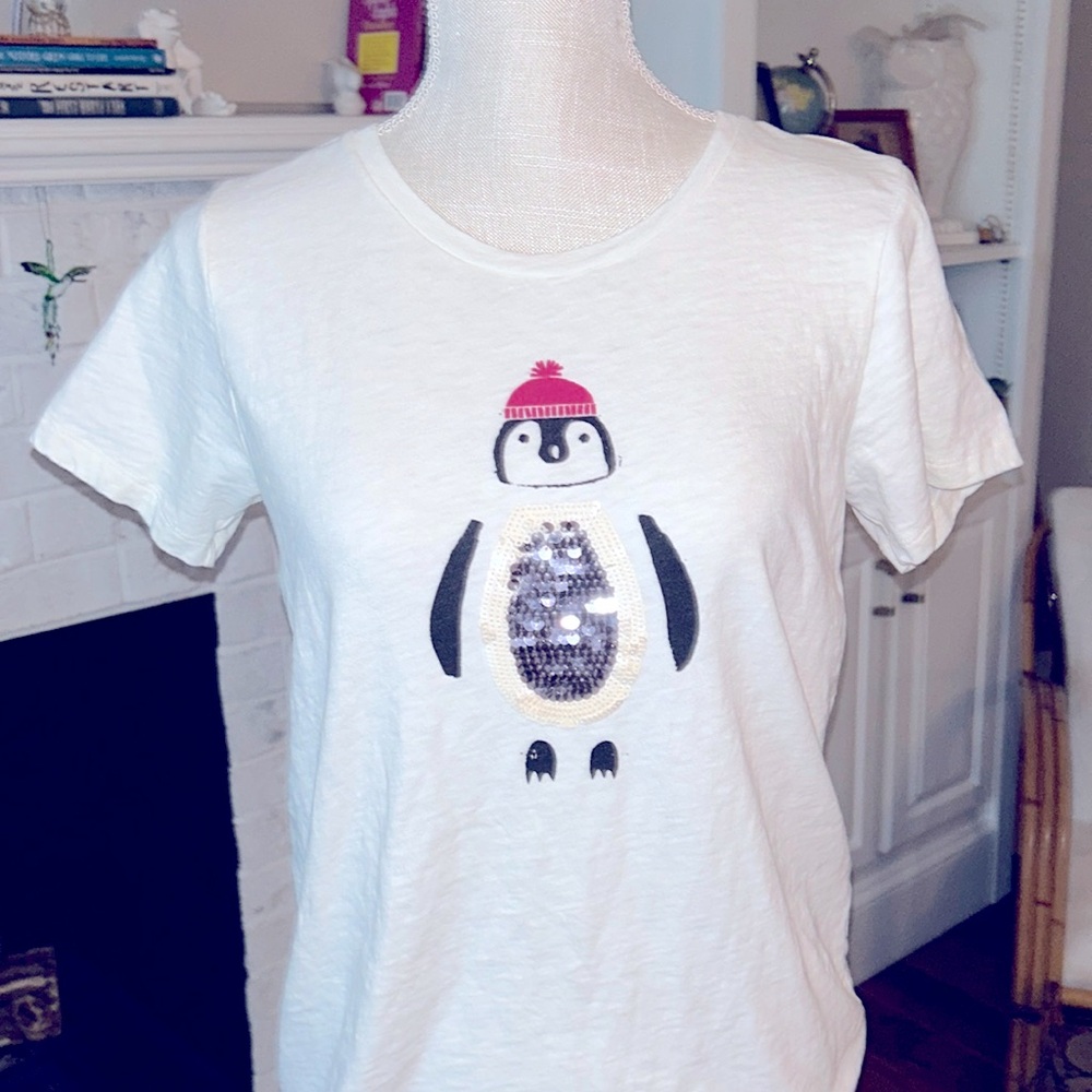J Crew Penguin Sequin Shirt